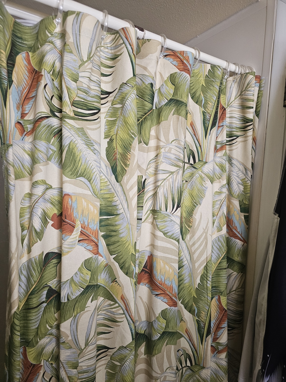 Tommy Bahama Tropical Leaf Shower Curtain in Green, Cream, Blue, Orange